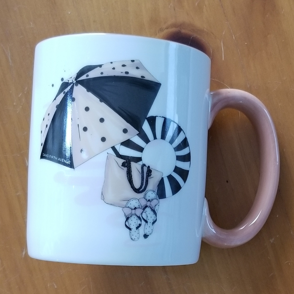 Saks Fifth Ave Set of 2 Beach Theme Coffee Mugs